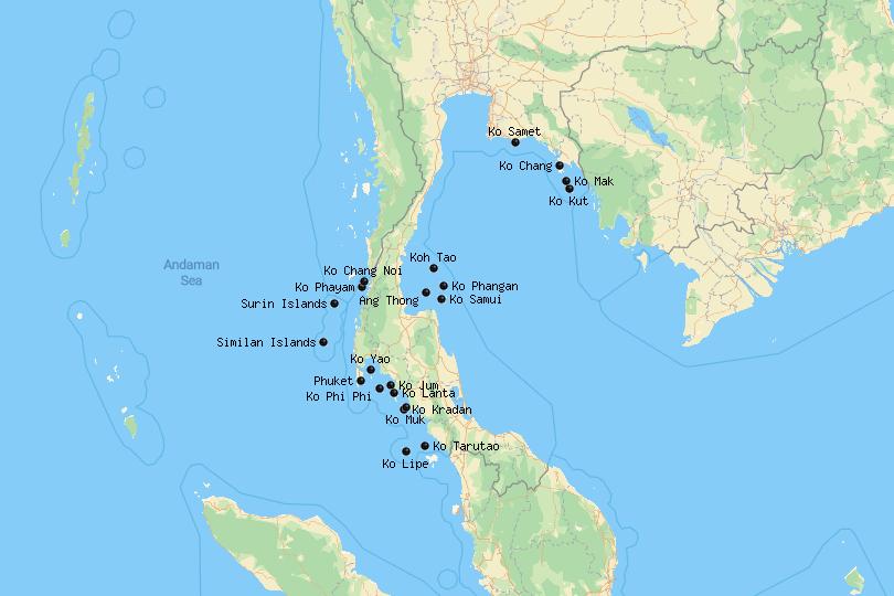خريطة جُزر تايلاند