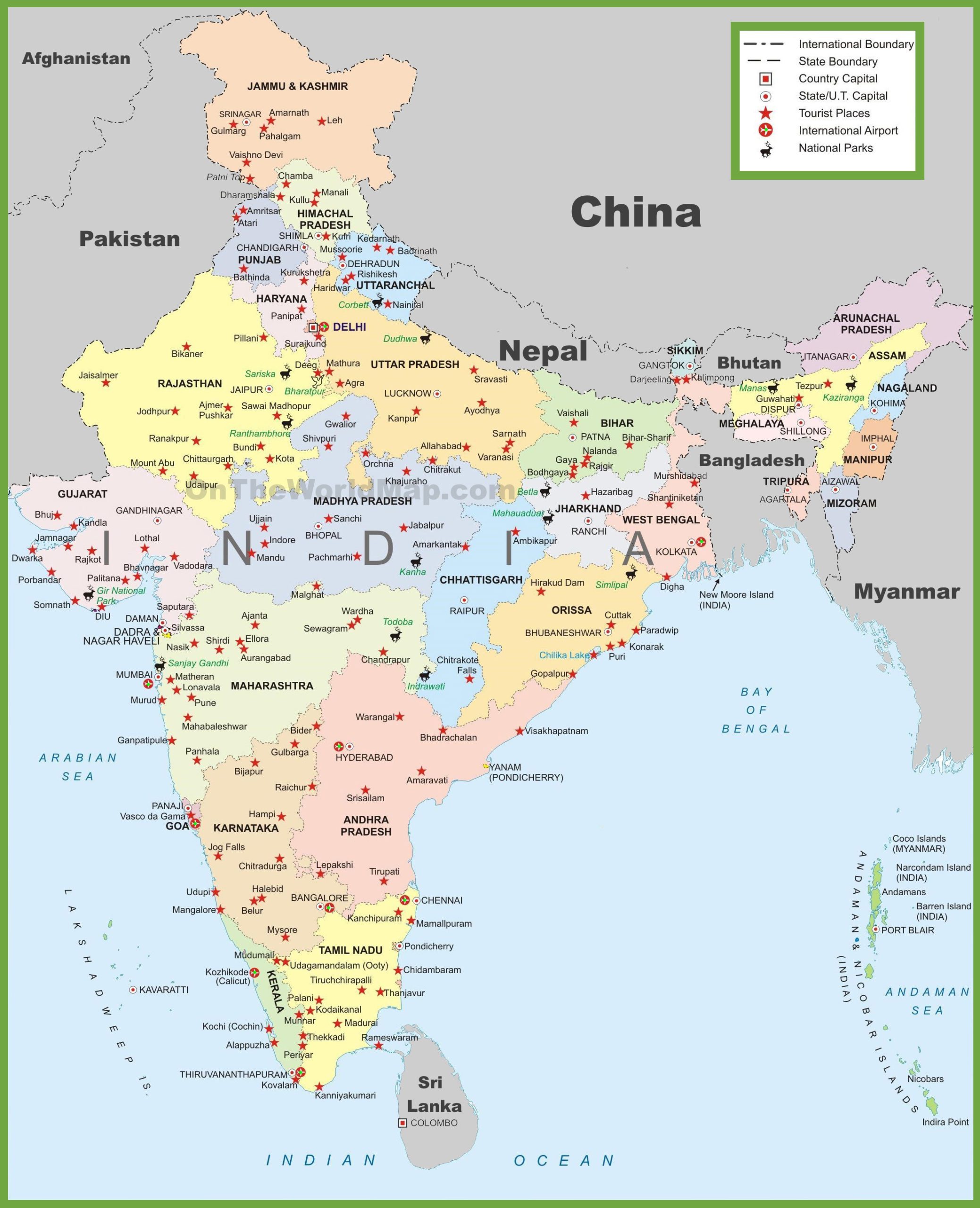 خريطة اتجاهات الهند